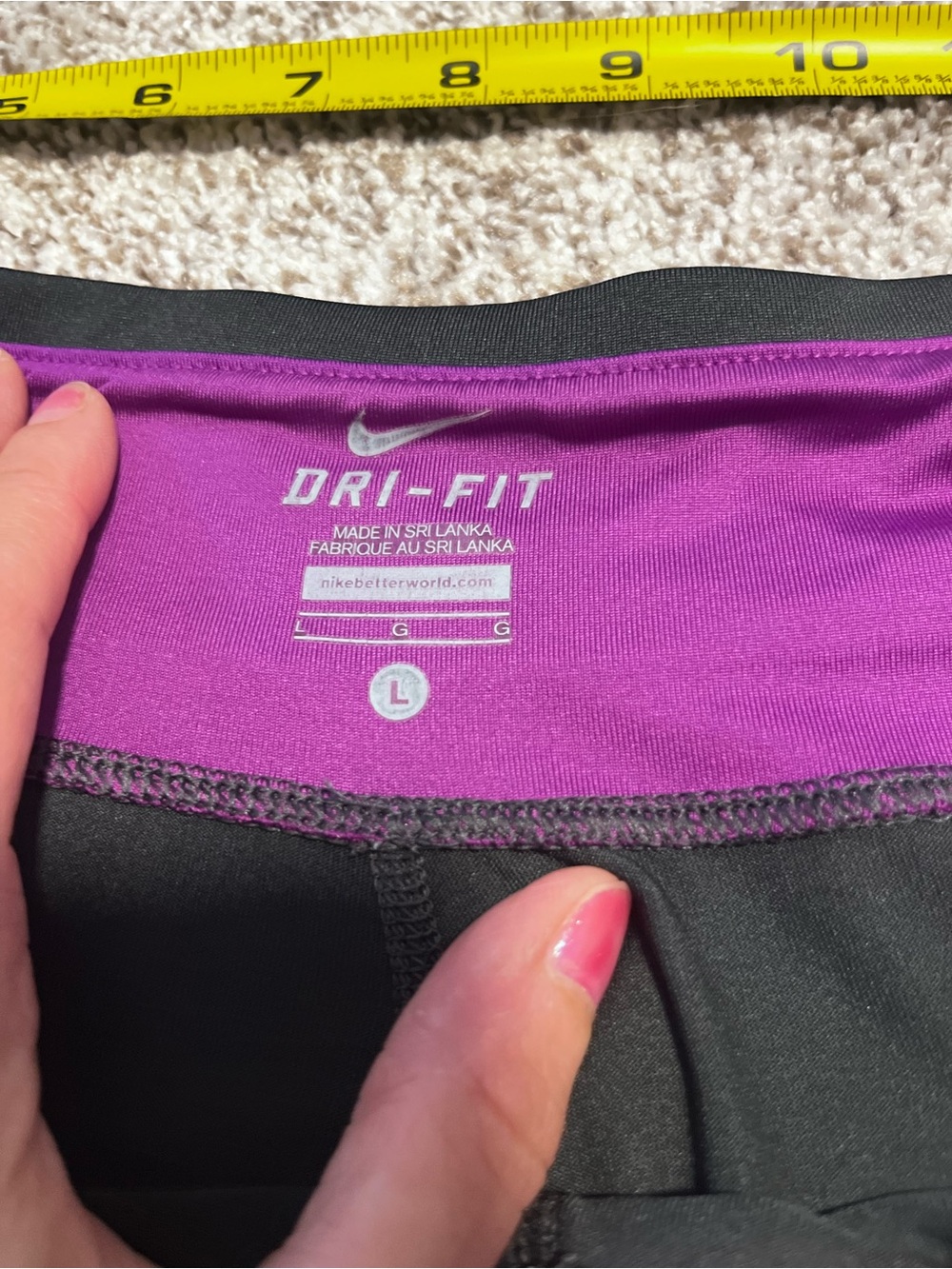 Nike Dri-FIT Yoga Pants Women’s Large Black Purple Wide Leg Athletic Workout - Picture 6 of 9